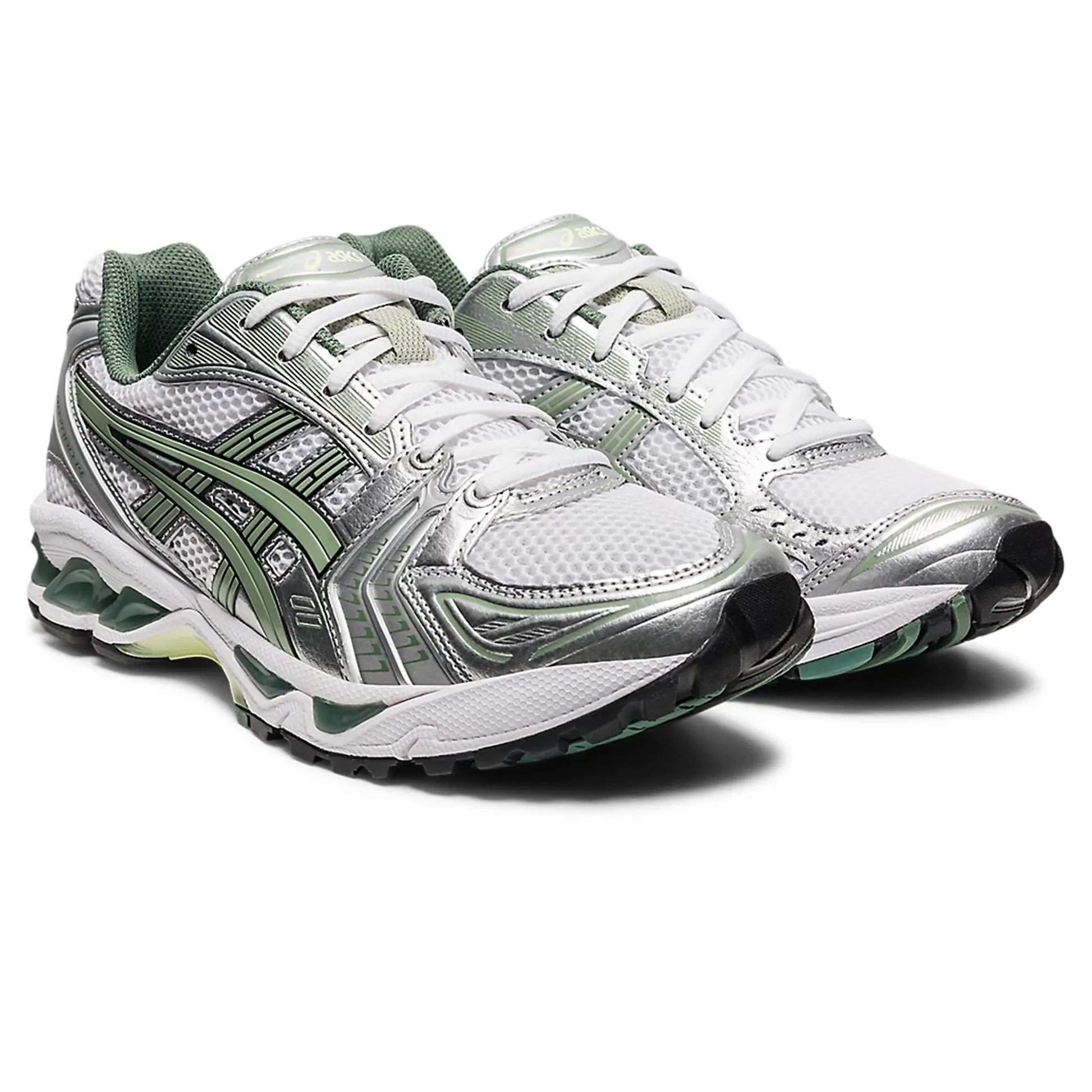 Front Side View of ASICS Gel-Kayano 14 White Slate Grey 1201A019-107