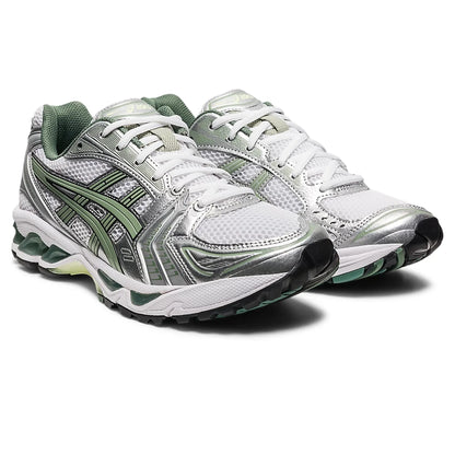 Front Side View of ASICS Gel-Kayano 14 White Slate Grey 1201A019-107