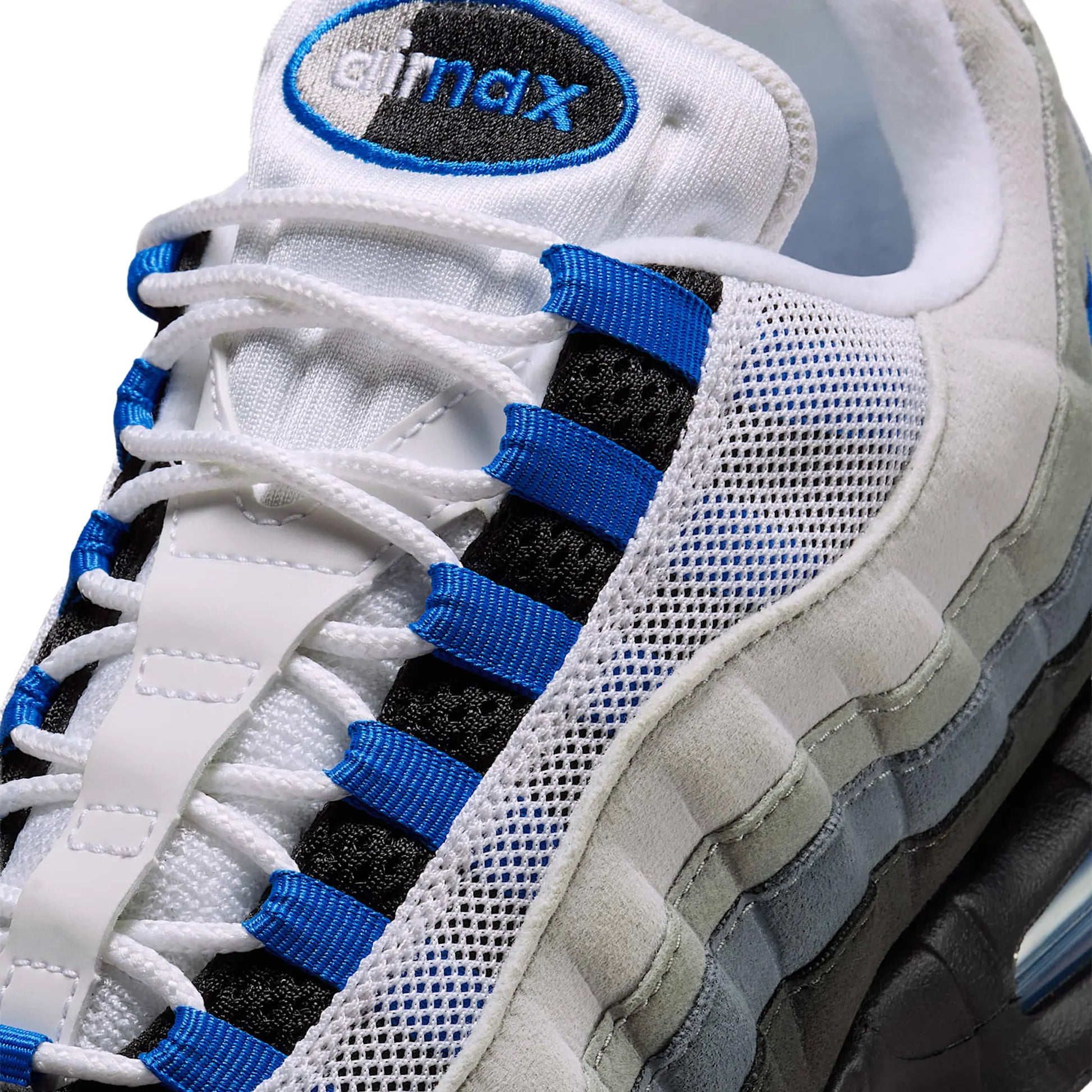 Detailed Upper View of Nike Air Max 95 OG Big Bubble Blue Spark IM7410-100